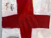 Philip vencken - abstract-figuratieve compositie - gemengde techniek met collage op doek - afbeelding 8 van  9