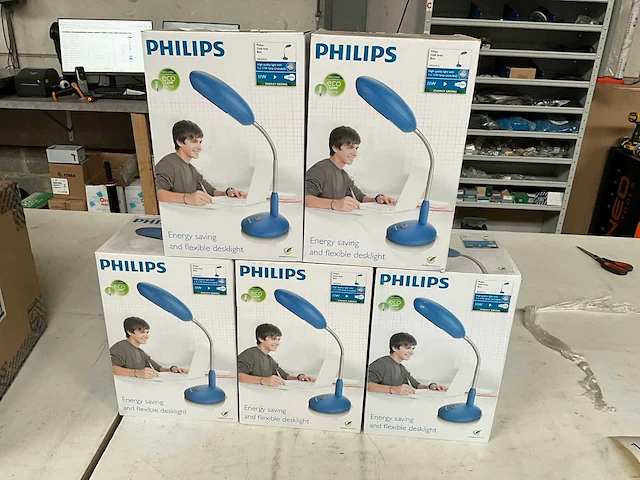 Philips bureaulamp flexibel blauw (5x) - afbeelding 1 van  5