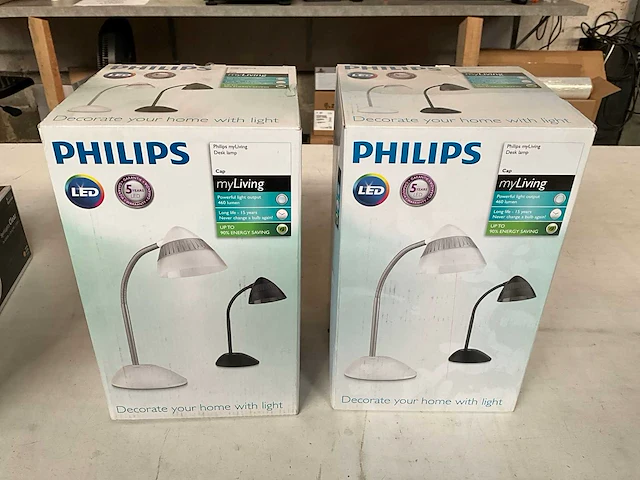 Philips cap led bureaulamp zwart (2x) - afbeelding 1 van  5