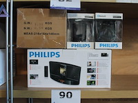 Philips docking system voor ipod/iphone met afstandsbediening, 2x philips bluetooth mini speaker, werking niet gekend - afbeelding 1 van  2