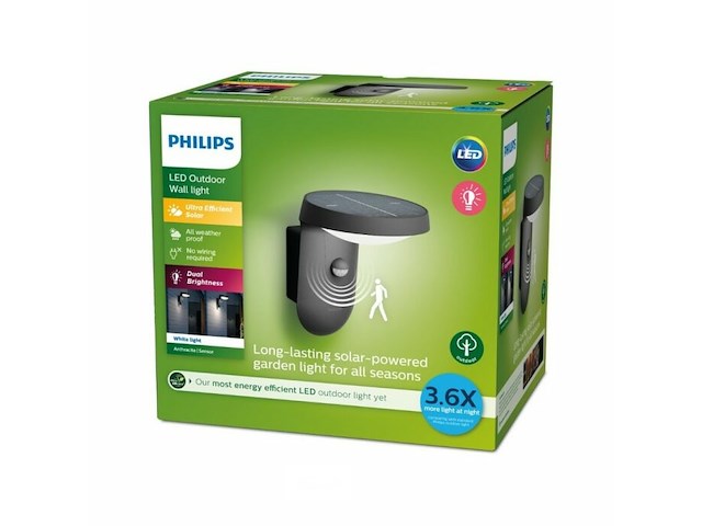 Philips led buitenwandlamp - 3000k wit - met sensor en solarpanel - afbeelding 2 van  4