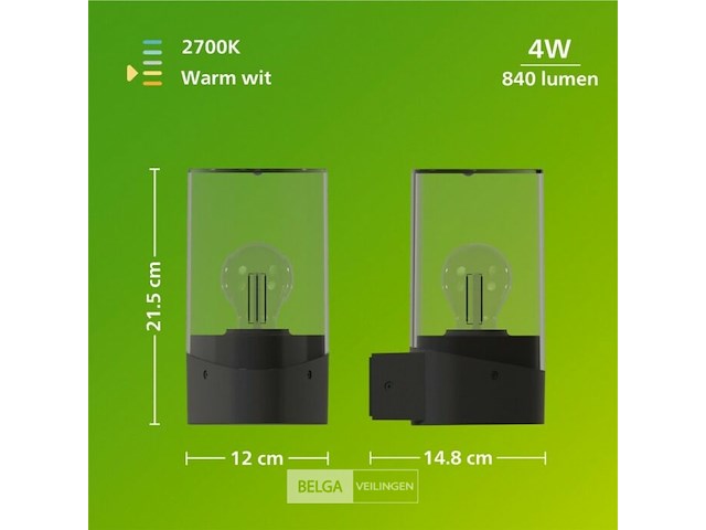 Philips led buitenwandlamp e27 - 2700k warmwit - 4w - afbeelding 3 van  4