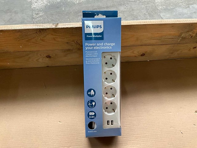 Philips stekkerdoos 4-voudig - 2x usb 2 meter (19x) - afbeelding 2 van  6