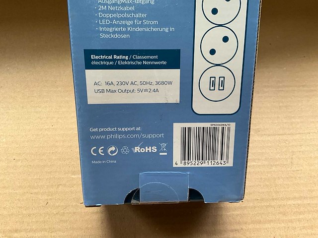 Philips stekkerdoos 4-voudig - 2x usb 2 meter (19x) - afbeelding 5 van  6