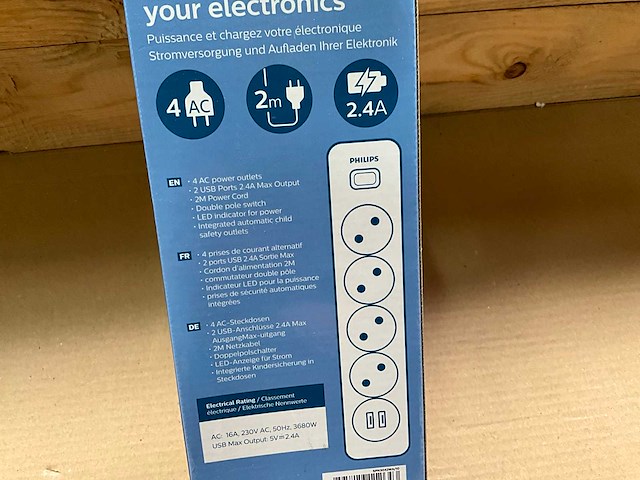 Philips stekkerdoos 4-voudig - 2x usb 2 meter (19x) - afbeelding 6 van  6