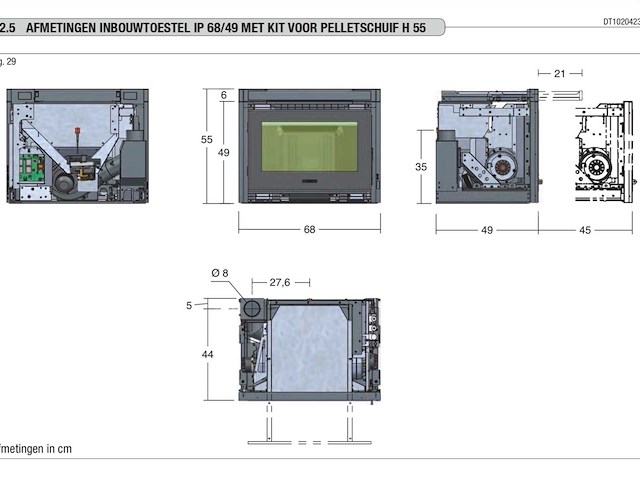 Piazzetta ip 68/49 pelletkachel - ongebruikt demotoestel – incl. draagframe, vulschuif en afstandsbediening - afbeelding 2 van  13