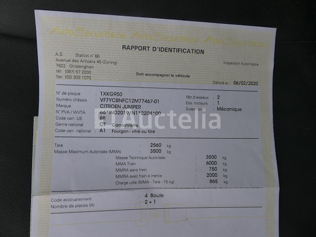 Pickup met hatchback citroën jumper (2020-94,132 km)( vin : vf7ycbnfc12m77467 ) - afbeelding 21 van  34