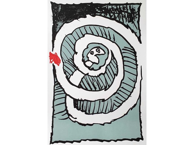 Pierre alechinsky - festival d'automne en bleu - offset - afbeelding 1 van  2