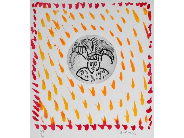 Pierre alechinsky - gille - geaquarelleerde ets - afbeelding 1 van  13