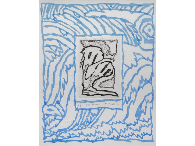 Pierre alechinsky (1927), 'l'eau du ciel', 1984, aquatint, hand-coloured, n° 10/35 55 x 44 cm. (21.64 x 17.32 in.), frame: 72 x 60 cm. (28.35 x 23.62 in.) - afbeelding 1 van  5
