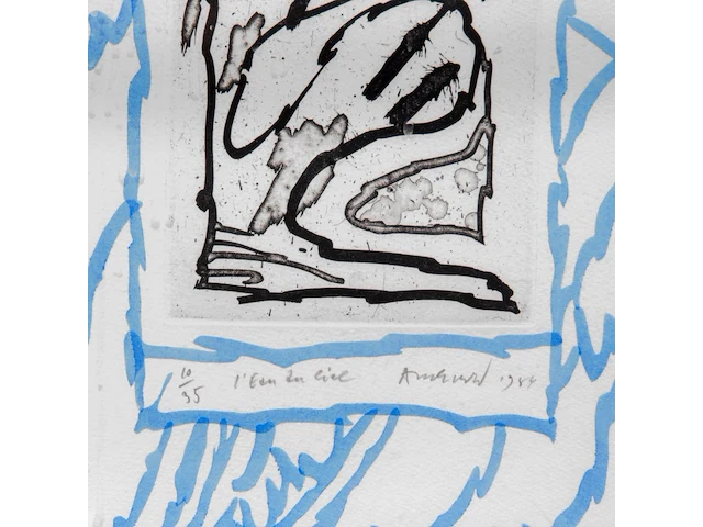 Pierre alechinsky (1927), 'l'eau du ciel', 1984, aquatint, hand-coloured, n° 10/35 55 x 44 cm. (21.64 x 17.32 in.), frame: 72 x 60 cm. (28.35 x 23.62 in.) - afbeelding 4 van  5