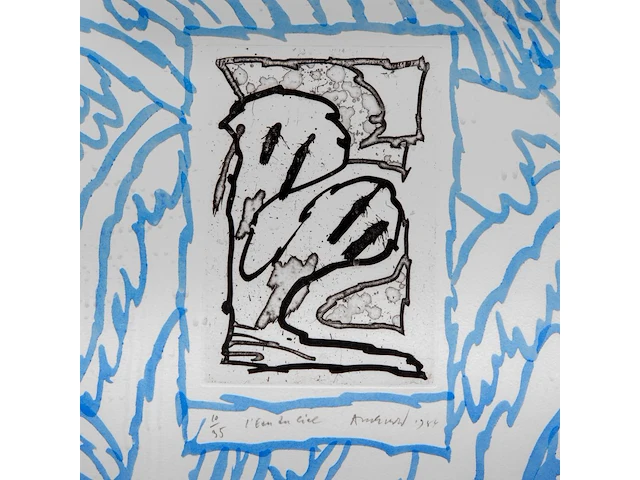 Pierre alechinsky (1927), 'l'eau du ciel', 1984, aquatint, hand-coloured, n° 10/35 55 x 44 cm. (21.64 x 17.32 in.), frame: 72 x 60 cm. (28.35 x 23.62 in.) - afbeelding 5 van  5