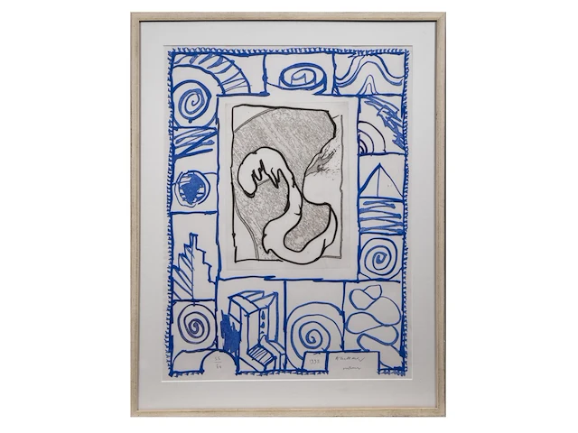 Pierre alechinsky (1927), 'outremer', 1995, aquatint and lithograph, n° 55/60 77.5 x 58 cm. (30.51 x 22.82 in.), frame: 96 x 74.5 cm. (37.79 x 29.32 in.) - afbeelding 2 van  5