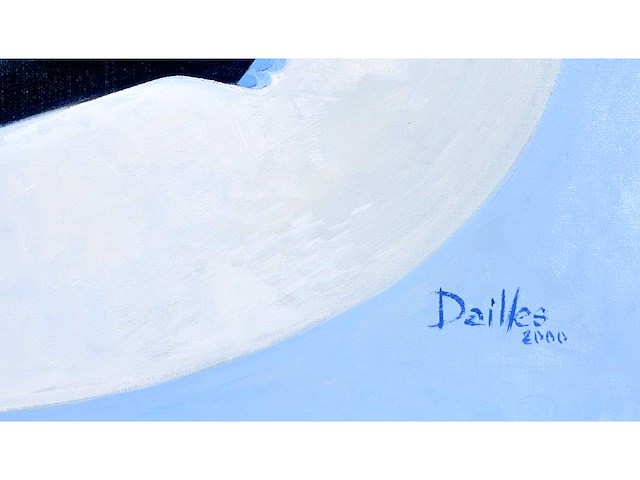 Pierre dailles - kubistisch portret in blauw - olie op doek - 100x80 cm - afbeelding 3 van  9