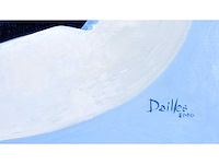 Pierre dailles - kubistisch portret in blauw - olie op doek - 100x80 cm - afbeelding 3 van  9