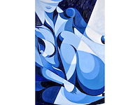 Pierre dailles - kubistisch portret in blauw - olie op doek - 100x80 cm - afbeelding 7 van  9