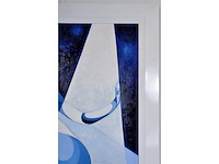 Pierre dailles - kubistisch portret in blauw - olie op doek - 100x80 cm - afbeelding 5 van  9