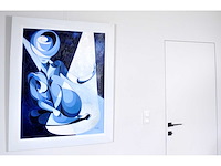 Pierre dailles - kubistisch portret in blauw - olie op doek - 100x80 cm - afbeelding 8 van  9