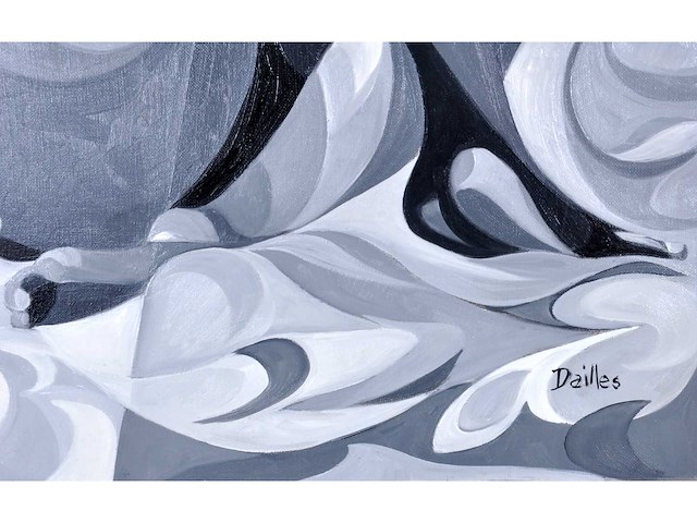 Pierre dailles - vrouw met rode hoed - olie op doek - 92x73 cm - afbeelding 2 van  9