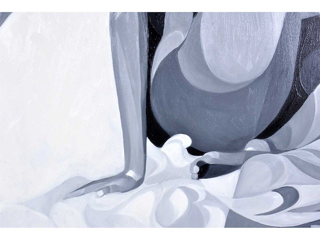 Pierre dailles - vrouw met rode hoed - olie op doek - 92x73 cm - afbeelding 7 van  9