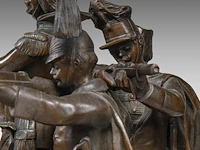 Pierre de soete (1886-1948), "la défense du drapeau", bronze and polychrome bronze on a marble base. height: 58 cm. (22.82 in.), diameter: 31 cm. (12.19 in.) - afbeelding 11 van  19