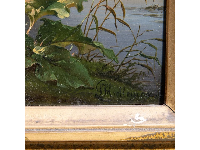 Pierre jean hellemans (1787-1845), fishers at the shore of the river, oil on panel 36 x 42 cm. (14.1 x 16.5 in.), frame: 54 x 58 cm. (21.2 x 22.8 in.) - afbeelding 5 van  5
