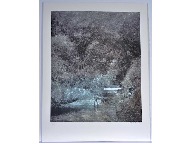 Piet bekaert - rustplaats in het bos - kleurenzeefdruk - 1/130 - afbeelding 1 van  4