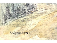 Piet schipperus - landschap met witte muur en poort - gemengde techniek - 36x44 cm - afbeelding 4 van  9