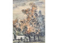 Piet schipperus - landschap met witte muur en poort - gemengde techniek - 36x44 cm - afbeelding 5 van  9