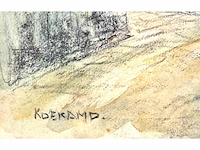 Piet schipperus - landschap met witte muur en poort - gemengde techniek - 36x44 cm - afbeelding 4 van  9