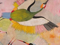 Pilipili mulongoy (1914-2007), untitled (cranes and flamingos), oil on canvas, ca. 1970, 91 x 140 cm. (35.82 x 55.11 in.) - afbeelding 5 van  7