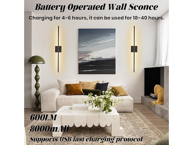 Pinrutar usb oplaadbare wandlamp (2 stuks) - afbeelding 6 van  6