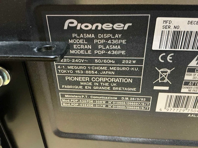 Pioneer pdp-436pe plasma display - afbeelding 3 van  8