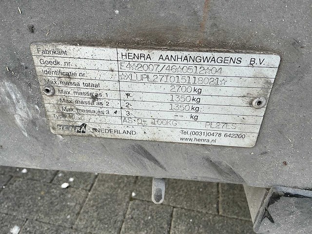 Pl27es henra aanhangwagen - afbeelding 4 van  4