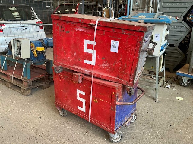 Plaatstalen mobiele materiaalkoffer (2x) - afbeelding 1 van  3