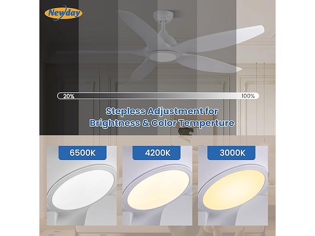 Plafondventilator diam 152cm wit - afbeelding 4 van  4