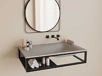 Plan vasque rectangulaire en béton et acier inoxydable - gris et noir - afbeelding 1 van  7