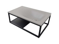 Plan vasque rectangulaire en béton et acier inoxydable - gris et noir - afbeelding 2 van  7