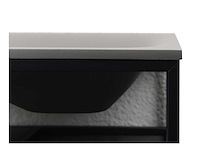 Plan vasque rectangulaire en béton et acier inoxydable - gris et noir - afbeelding 4 van  7