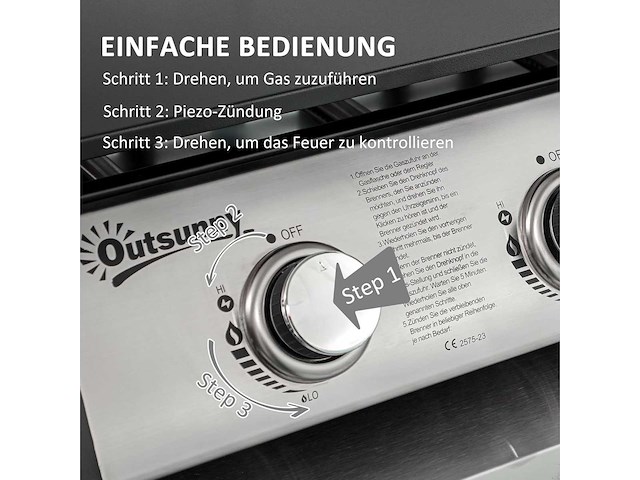 Plancha - gasbarbecue, tafelbarbecue met 3 branders - afbeelding 5 van  11