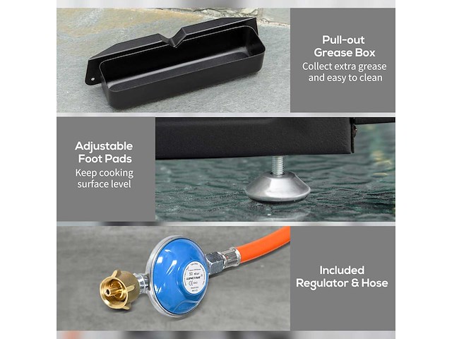 Plancha - gasbarbecue, tafelbarbecue met 3 branders - afbeelding 9 van  11