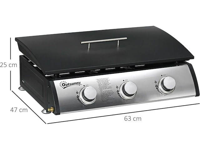 Plancha - gasbarbecue, tafelbarbecue met 3 branders - afbeelding 7 van  10