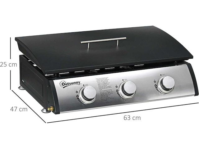 Plancha - gasbarbecue, tafelbarbecue met 3 branders - afbeelding 7 van  10