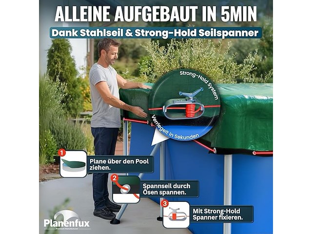 Planenfux rechthoekig zwembaddekzeil 300x200 cm - afbeelding 2 van  6