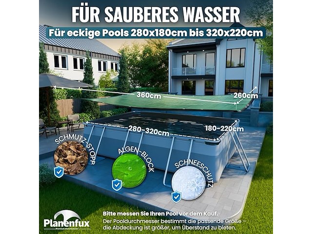 Planenfux rechthoekig zwembaddekzeil 300x200 cm - afbeelding 4 van  6
