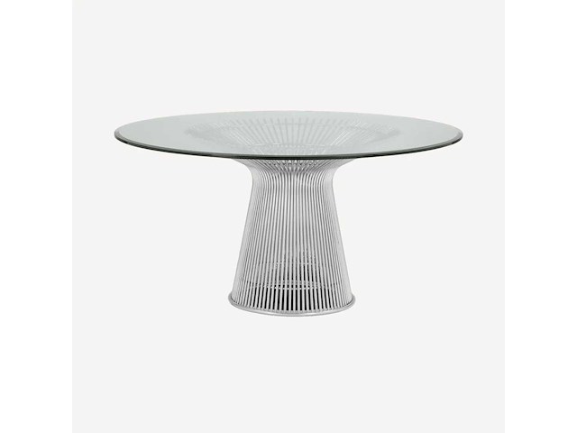 Planet round eettafel - 120 cm - zilveren frame - heldere glazen tafel - afbeelding 1 van  5