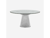Planet round eettafel - 120 cm - zilveren frame - heldere glazen tafel - afbeelding 1 van  5