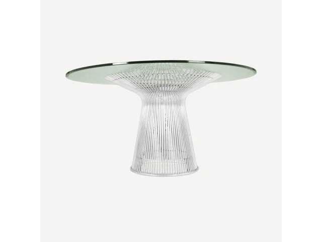 Planet round eettafel - 120 cm - zilveren frame - heldere glazen tafel - afbeelding 2 van  5