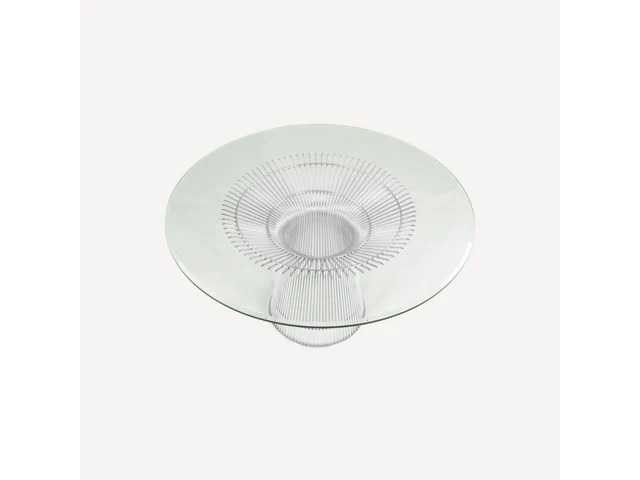 Planet round eettafel - 120 cm - zilveren frame - heldere glazen tafel - afbeelding 3 van  5