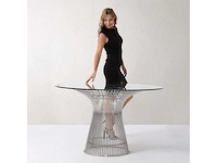 Planet round eettafel - 120 cm - zilveren frame - heldere glazen tafel - afbeelding 4 van  5